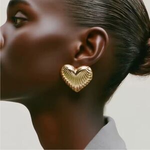 Radiant Sculpted Gold Heart Earrings
